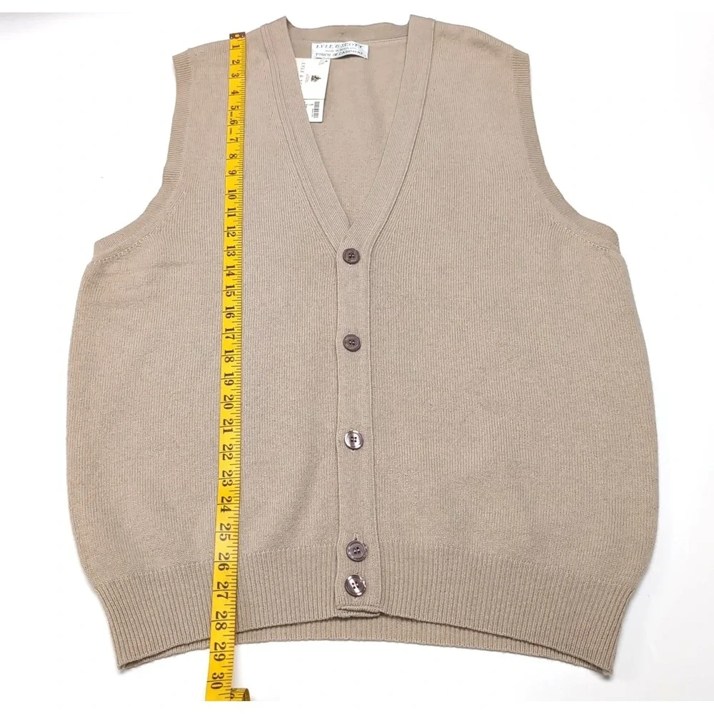 Vtg Lyle & Scott Scotland Touch of Cashmere Waistcoat Vest Mens M Parchment NWT